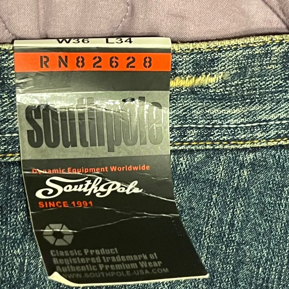 NWT Southpole Authentic Collection Baggy Jeans Embroidered Crest Mens 36x34